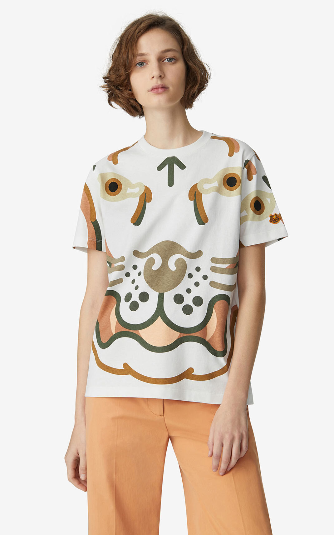 Kenzo K Tiger loose Camisetas Mujer Blancas | 3241950-NX